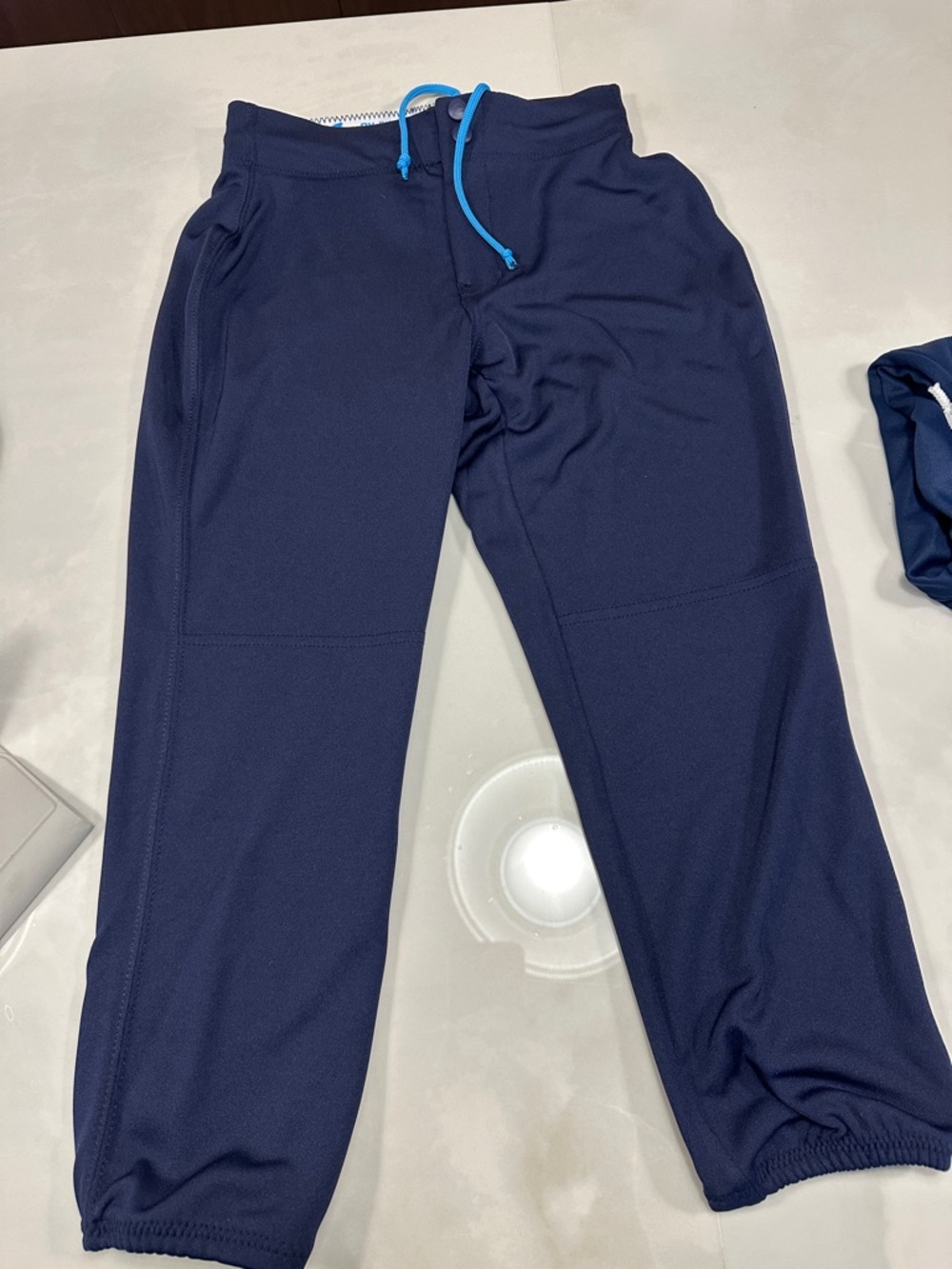 Women’s softball 
Navy Blue softball  Jogger Pants with Light Blue Drawstring